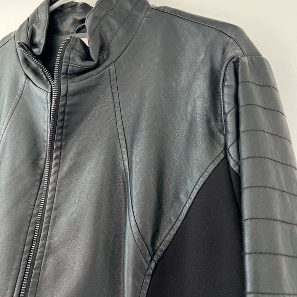 db Established 1962 Black Vegan Leather Stretch Knit Side Panels Jacket - Picture 4 of 8